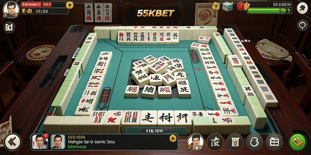 Screenshot utama 55KBET menampilkan gameplay Mahjong yang mendebarkan.