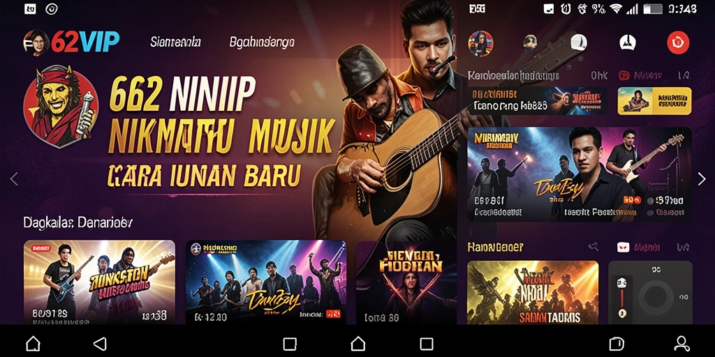 Tampilan gameplay 62VIP yang menarik dengan berbagai fitur musik.