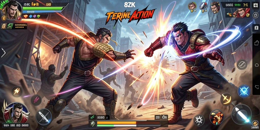 Tangkapan layar gameplay 8ZK menampilkan pertempuran seru dan grafis yang memukau.