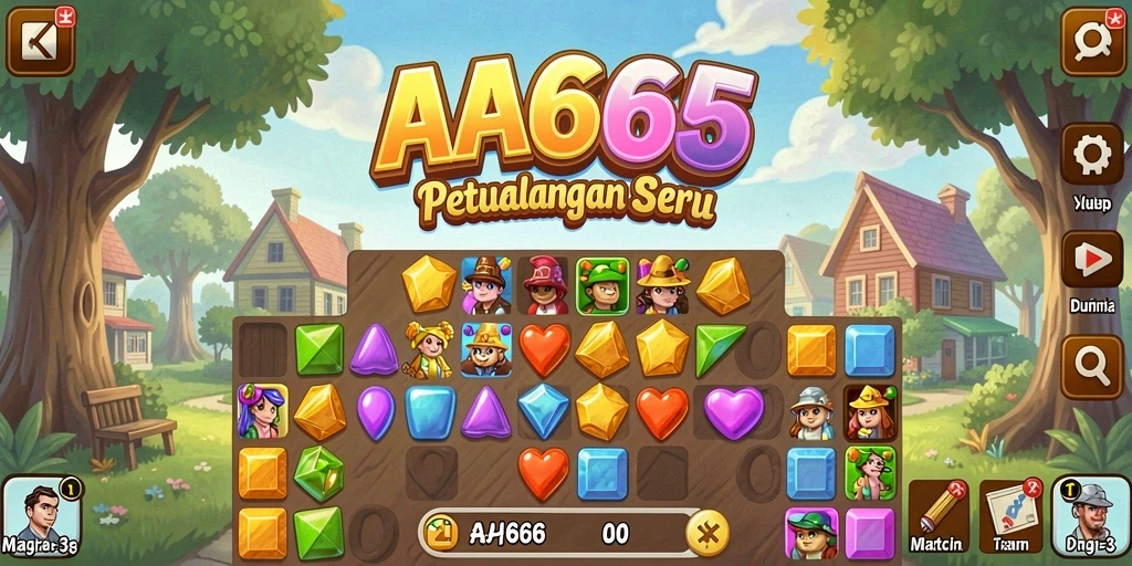Tampilan gameplay AA666 yang seru dan penuh warna dalam mode Match-3.