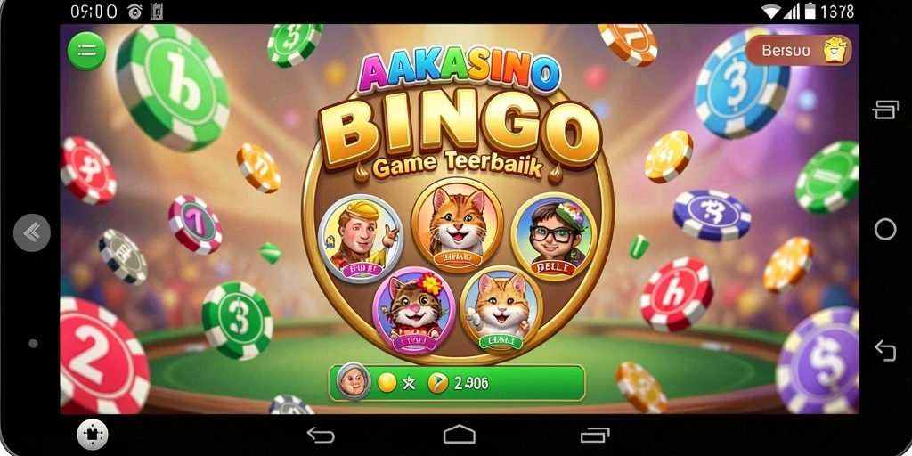 Tangkapan layar AAKASINO menunjukkan gameplay Bingo yang seru dan penuh warna.