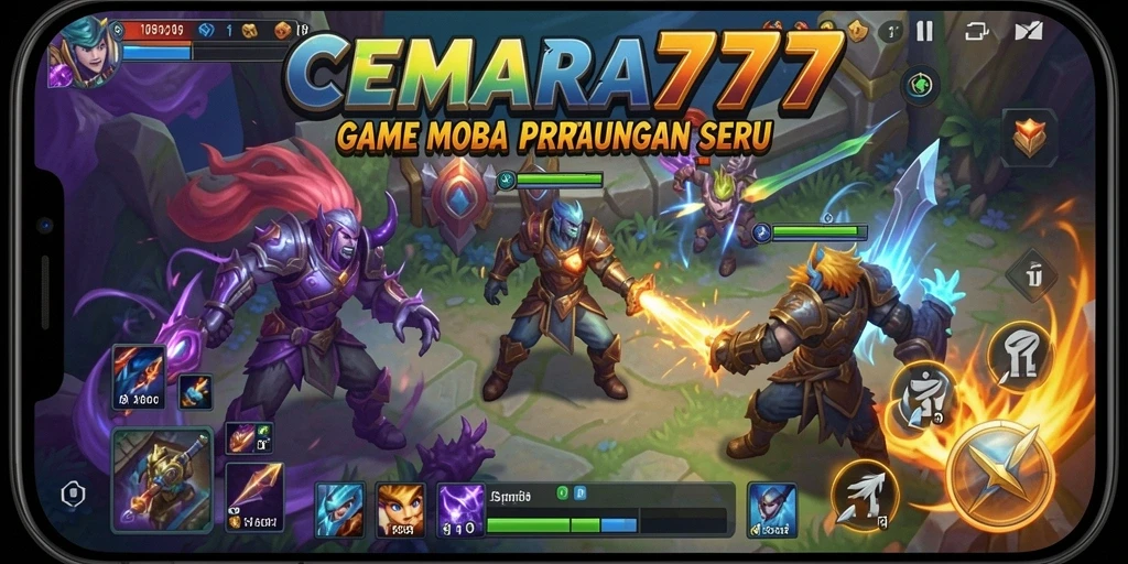 Tampilan gameplay seru dalam CEMARA777 dengan pertarungan tim yang epik.