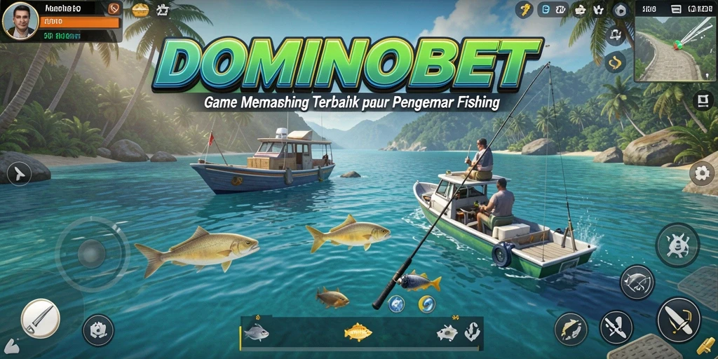 Tampilan gameplay seru dari DOMINOBET dengan aksi memancing yang menarik.