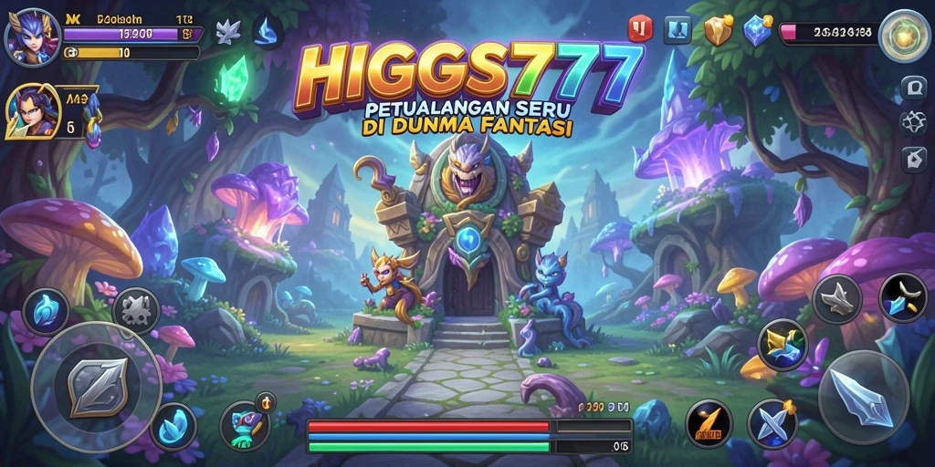 Screenshot utama HIGGS777 menampilkan aksi gameplay petualangan yang seru.