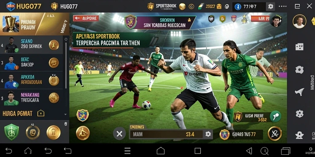 Screenshot utama HUGO77 menunjukkan antarmuka sportsbook yang menarik dan intuitif.