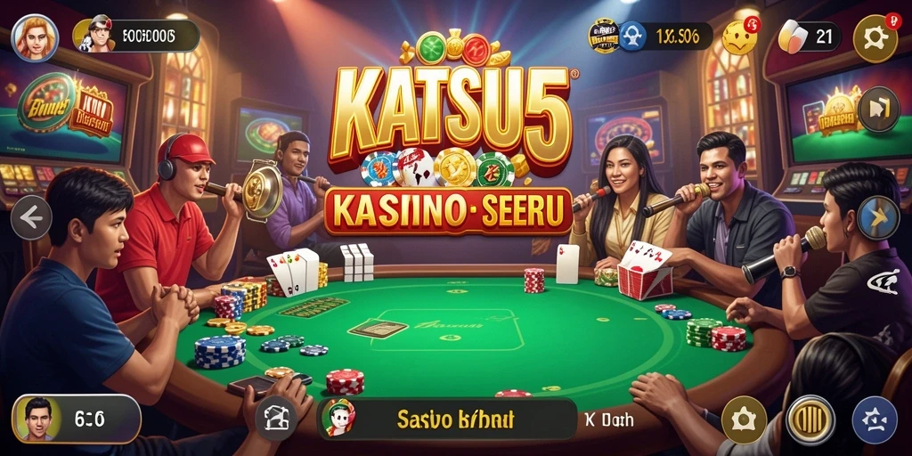 Tampilan gameplay KATSU5 yang menarik dan penuh warna.