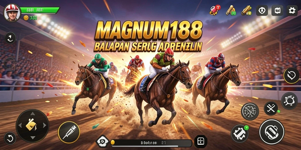 Tampilan gameplay balapan seru di MAGNUM188 dengan mobil-mobil keren.