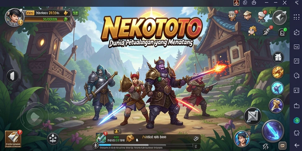 Screenshot gameplay NEKOTOTO menunjukkan suasana pertarungan yang seru.