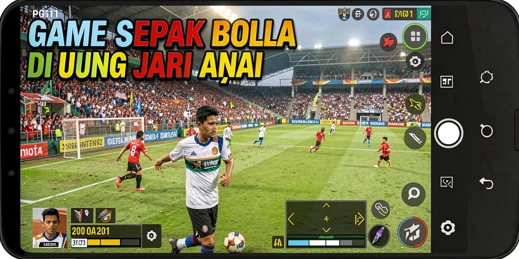 Tampilan gameplay PG11 yang mendebarkan dengan aksi sepak bola spektakuler.
