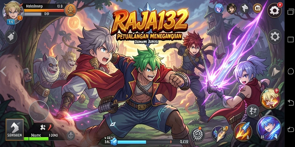 Tampilan gameplay RAJA132 yang penuh aksi dan karakter anime ikonik.