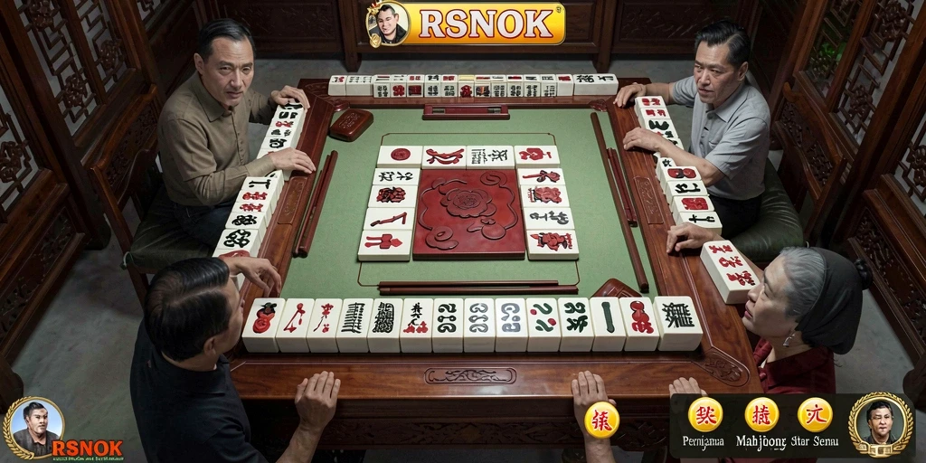 Tampilan gameplay RSNOK yang menarik dengan tile Mahjong berwarna-warni.