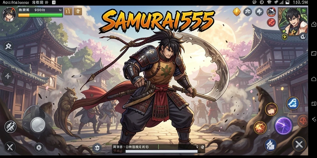 Tampilan menakjubkan dari gameplay SAMURAI555 dengan karakter samurai.