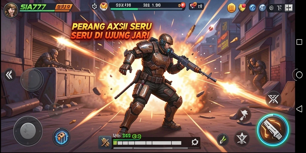 Tampilan gameplay seru dari SIA777 yang menunjukkan aksi bertempur intens.