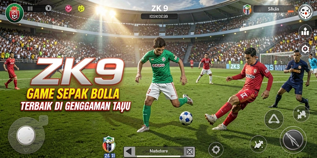 Tampilan gameplay ZK9 yang mendebarkan saat pertandingan sepak bola.